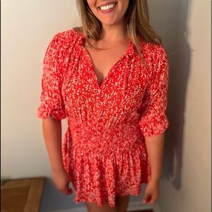 Metro Coral Floral Dress Size Medium